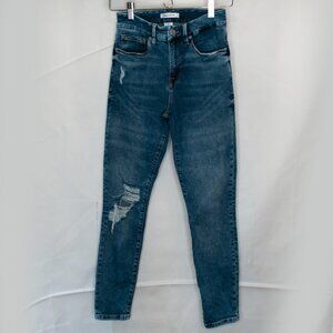 Good American Blue Distressed Ankle Jeans
